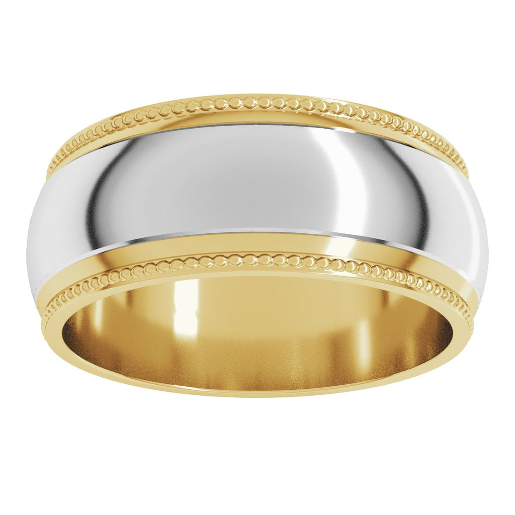 Milgrain Stepped Beveled-Edge Half Round Band