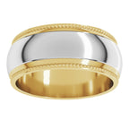 Milgrain Stepped Beveled-Edge Half Round Band