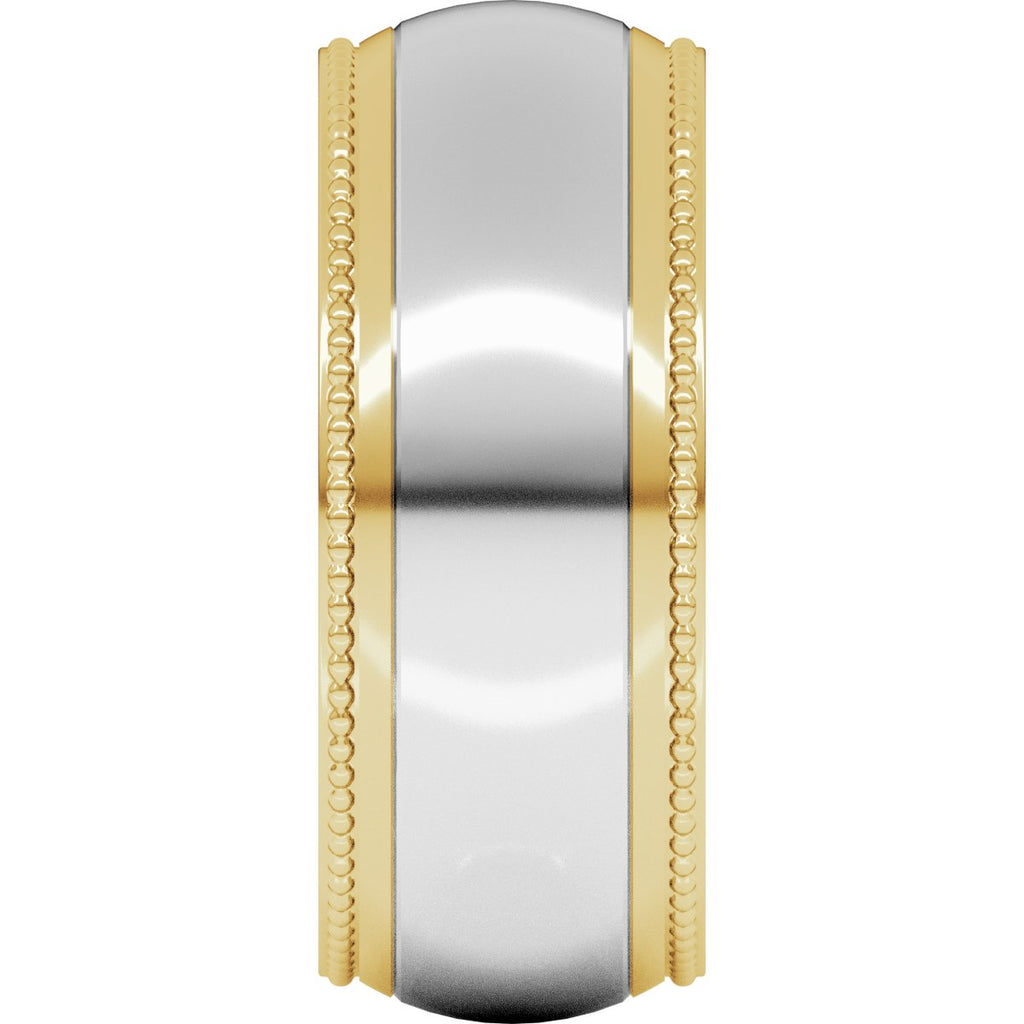 Milgrain Stepped Beveled-Edge Half Round Band
