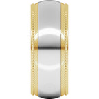 Milgrain Stepped Beveled-Edge Half Round Band