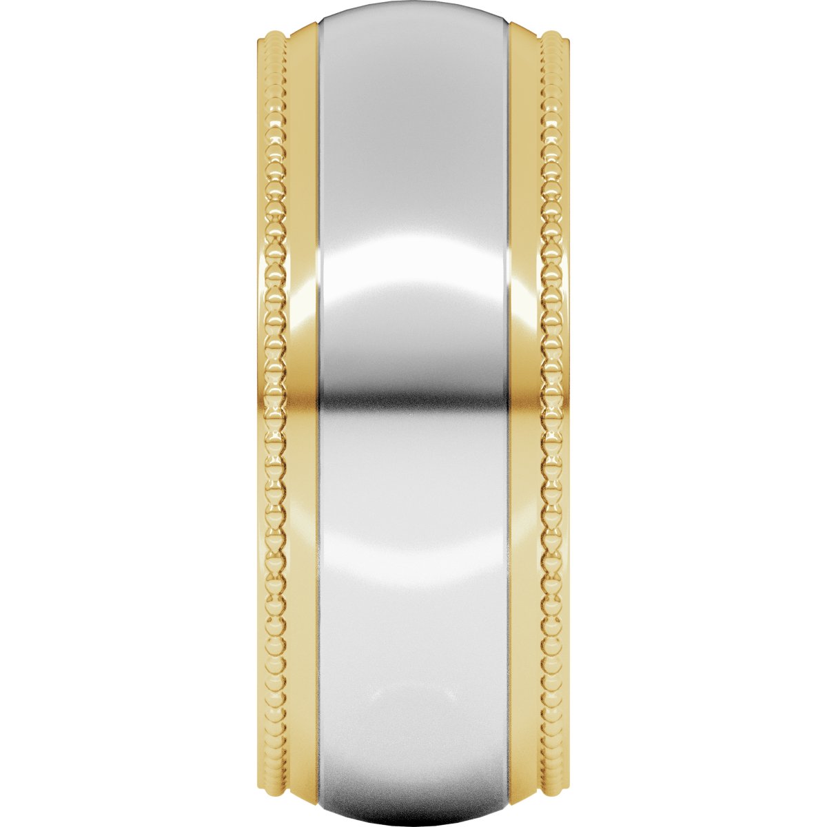 Milgrain Stepped Beveled-Edge Half Round Band