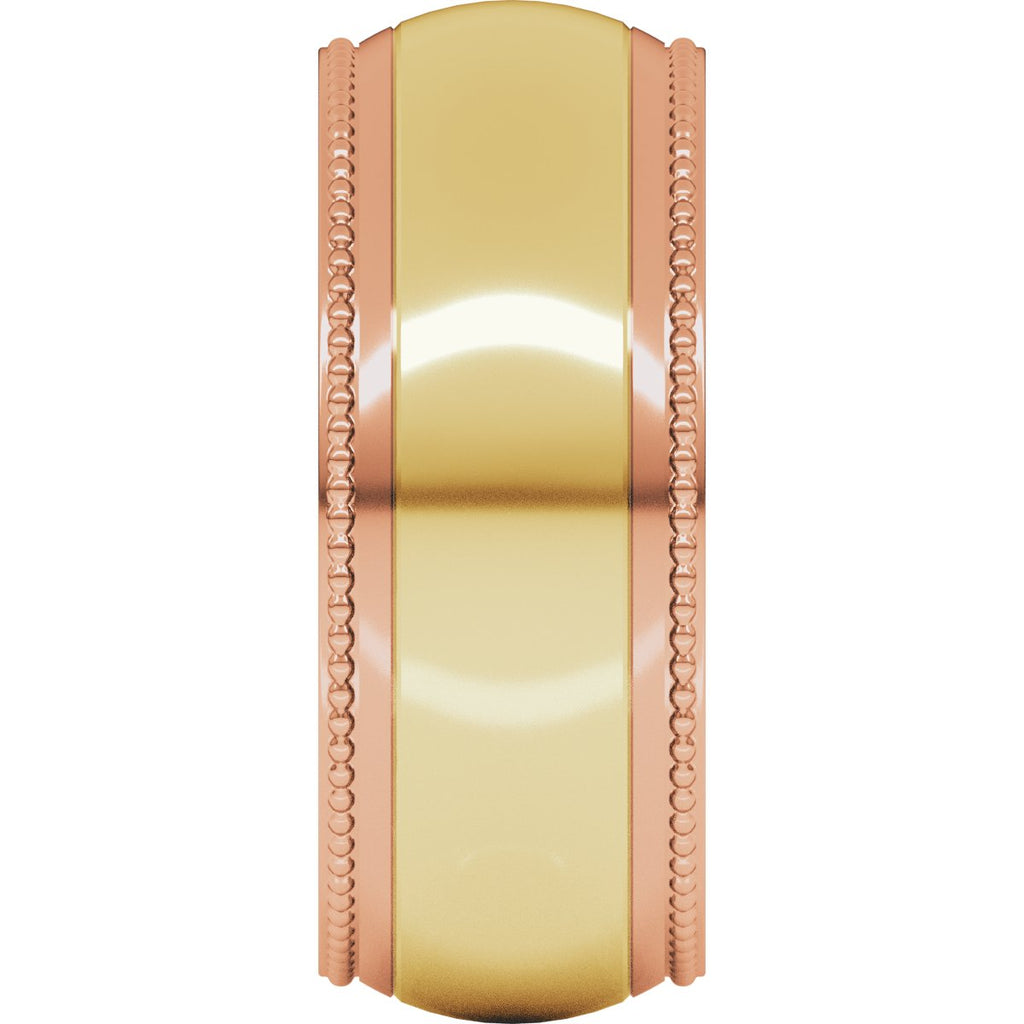 Milgrain Stepped Beveled-Edge Half Round Band