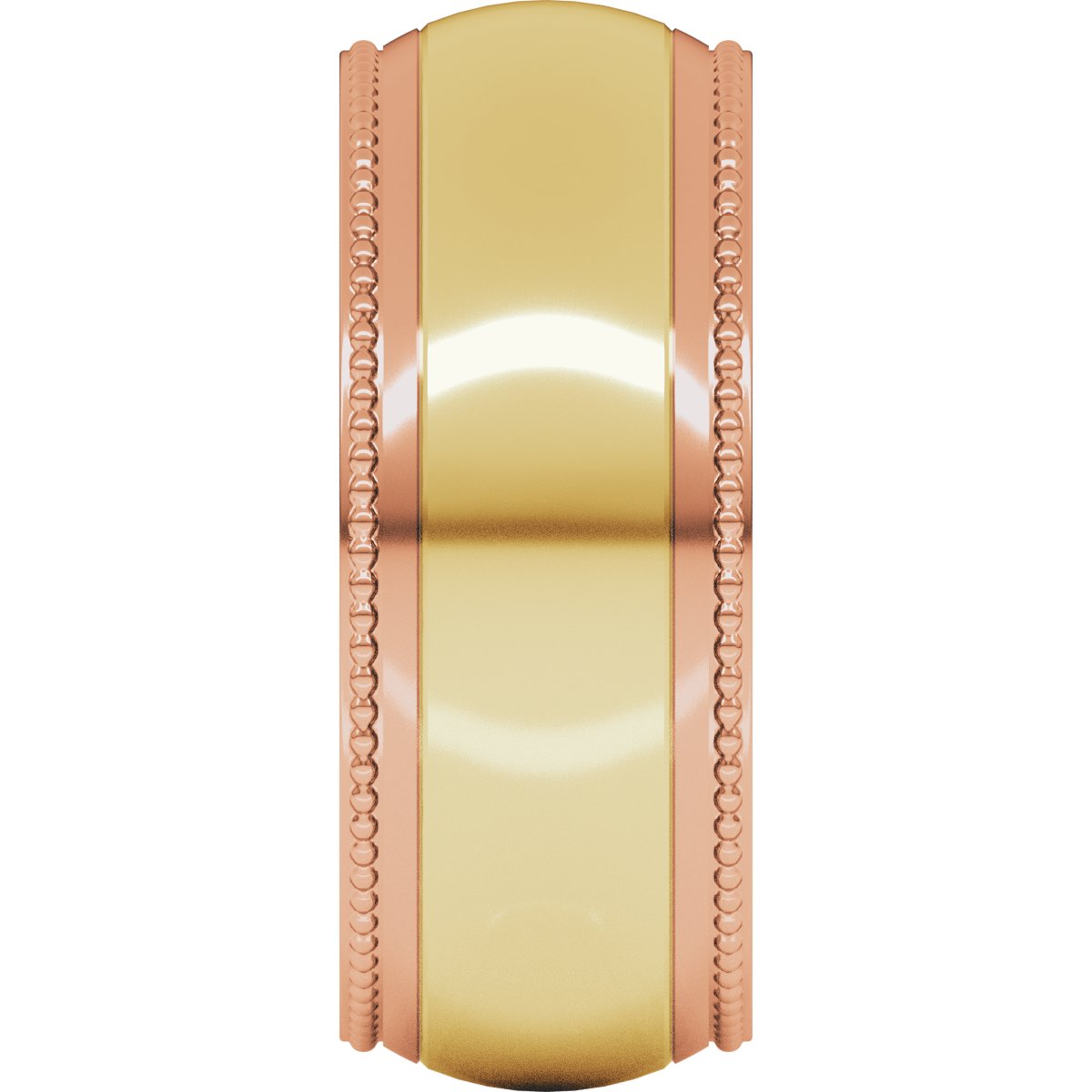 Milgrain Stepped Beveled-Edge Half Round Band