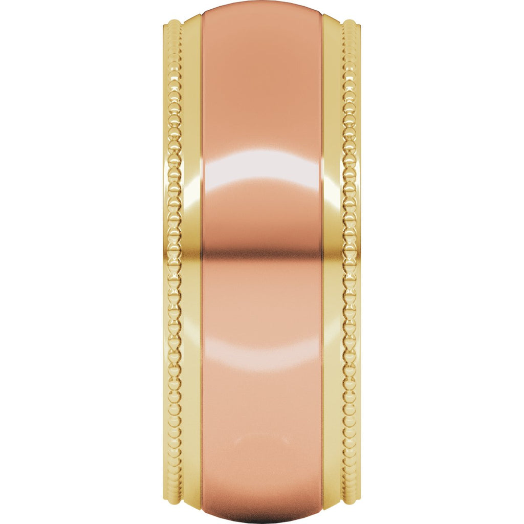 Milgrain Stepped Beveled-Edge Half Round Band