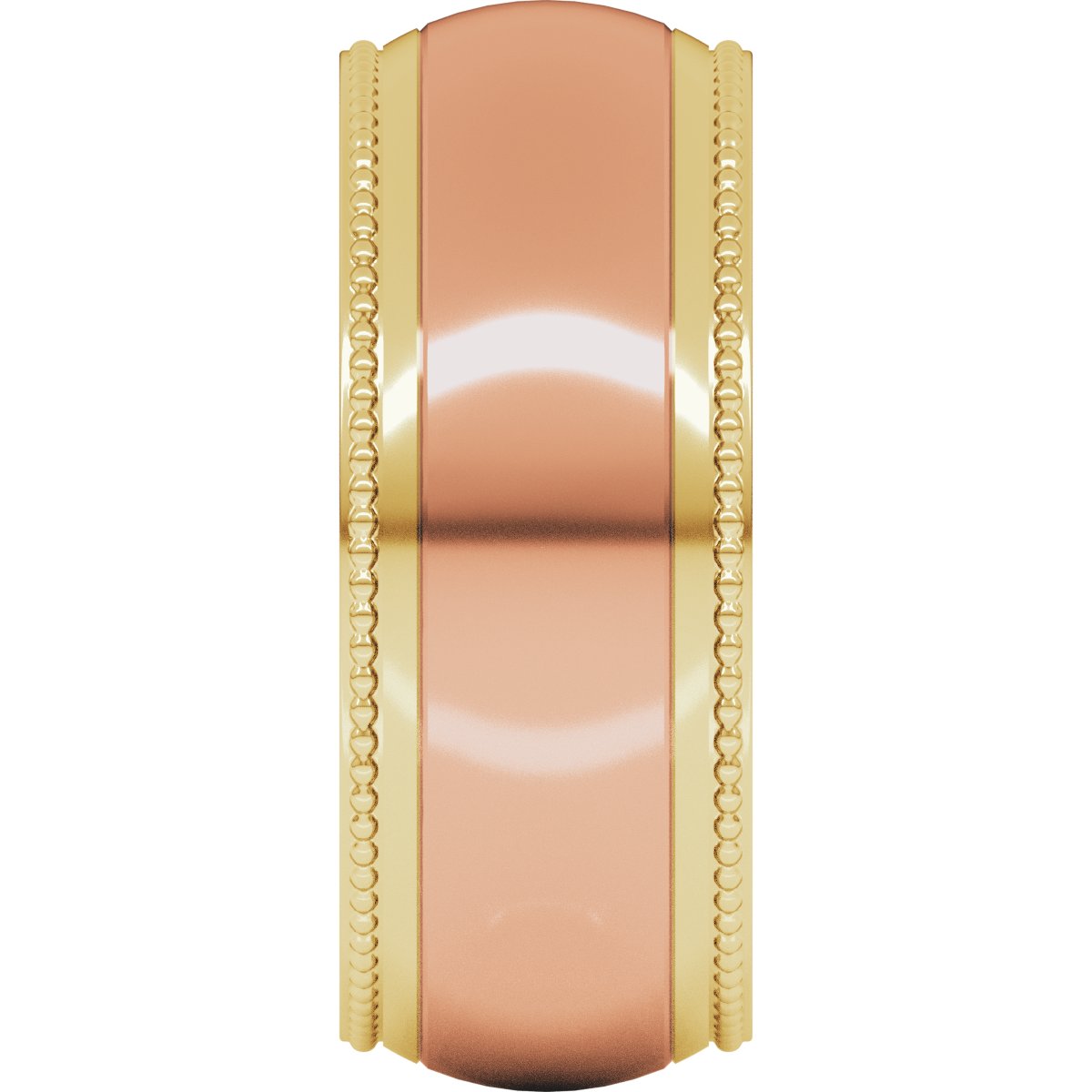 Milgrain Stepped Beveled-Edge Half Round Band