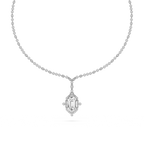 14 ½ ctw Emerald LGD Halo Drop Bezel Tennis Necklace - 16 to 18 Inches - Signature Collection