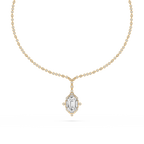 14 ½ ctw Emerald LGD Halo Drop Bezel Tennis Necklace - 16 to 18 Inches - Signature Collection