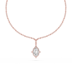 14 ½ ctw Emerald LGD Halo Drop Bezel Tennis Necklace - 16 to 18 Inches - Signature Collection