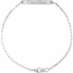 Engravable Bar & Paperclip-Style Link Bracelet