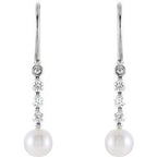 Accented Pearl Bar Earrings