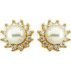 Halo-Style Button Pearl Earrings
