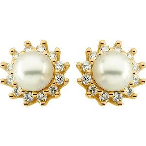 Halo-Style Button Pearl Earrings