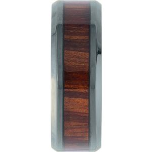 Beveled-Edge Golden Pineapple Wood Inlay Comfort-Fit Band