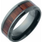 Beveled-Edge Golden Pineapple Wood Inlay Comfort-Fit Band