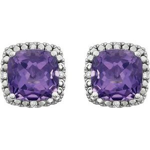 Cushion 4-Prong Halo-Style Earrings