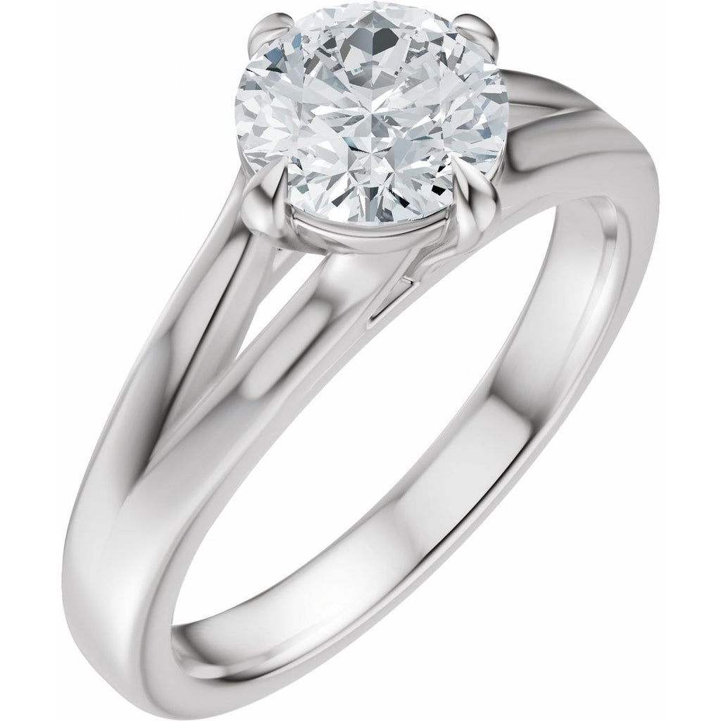 Claw-Prong Split Shank Solitaire Engagement Ring or Band