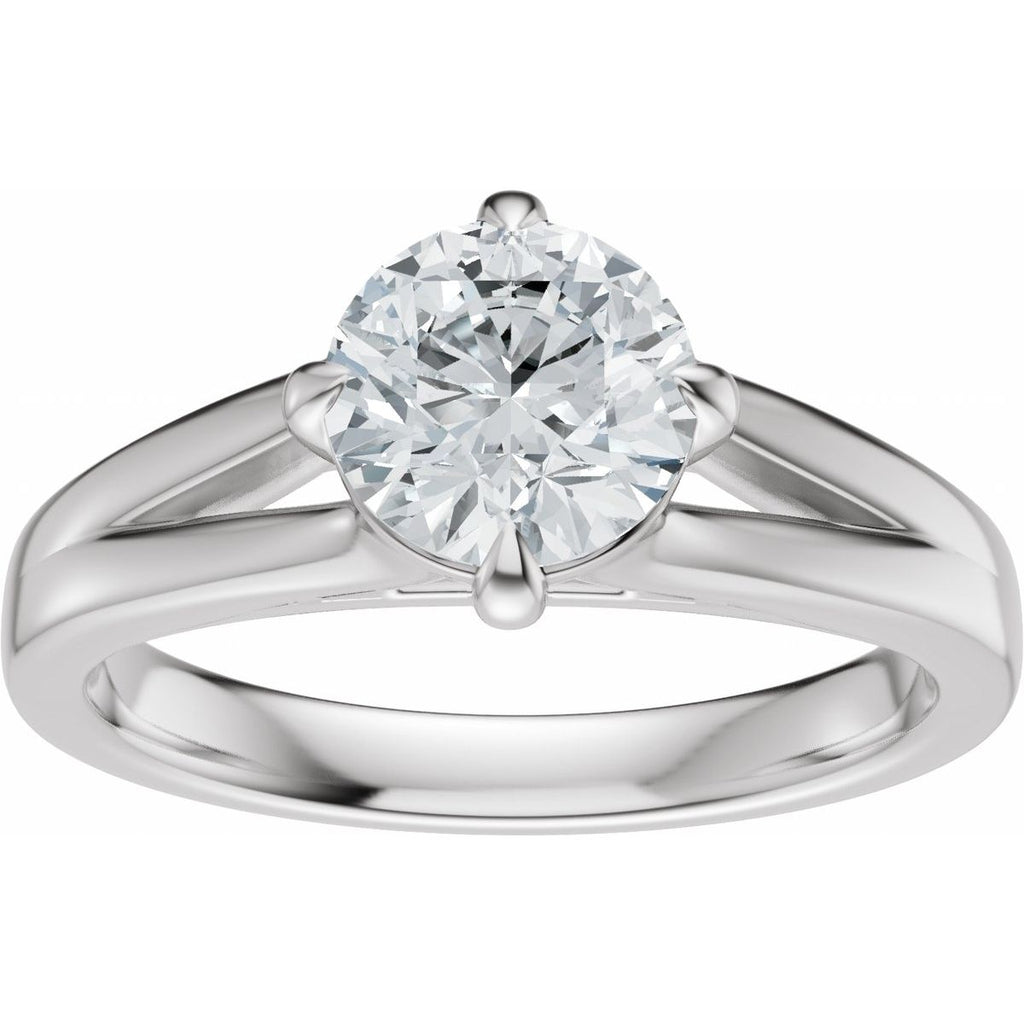 Claw-Prong Split Shank Solitaire Engagement Ring or Band