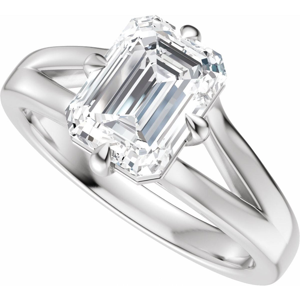 Claw-Prong Split Shank Solitaire Engagement Ring or Band