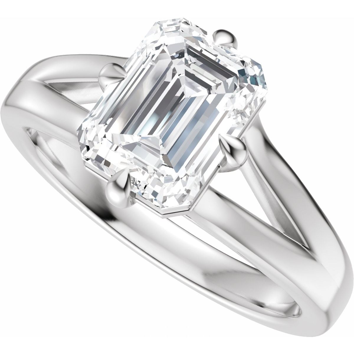 Claw-Prong Split Shank Solitaire Engagement Ring or Band