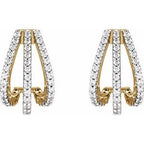 Accented Three-Row Hoop Earrings