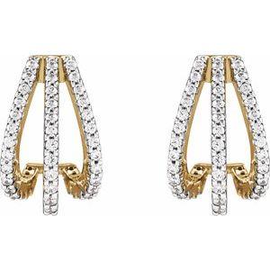 Accented Three-Row Hoop Earrings
