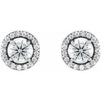 Round 4-Prong Halo-Style Earrings