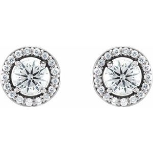 Round 4-Prong Halo-Style Earrings