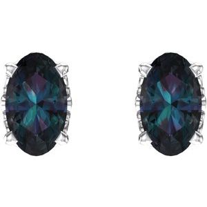 Oval 4-Prong Scroll Setting® Stud Earrings