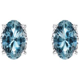 Oval 4-Prong Scroll Setting® Stud Earrings