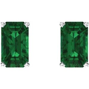 Emerald 4-Prong Scroll Setting® Stud Earrings