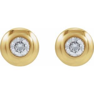 Round Bezel-Set Stud Earrings