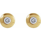 Round Bezel-Set Stud Earrings