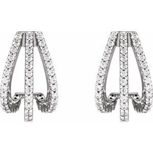 Accented Three-Row Hoop Earrings