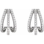 Accented Three-Row Hoop Earrings