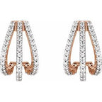 Accented Three-Row Hoop Earrings