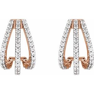 Accented Three-Row Hoop Earrings