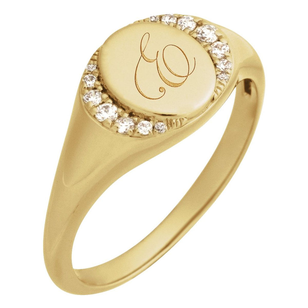 Engravable Accented Signet Ring