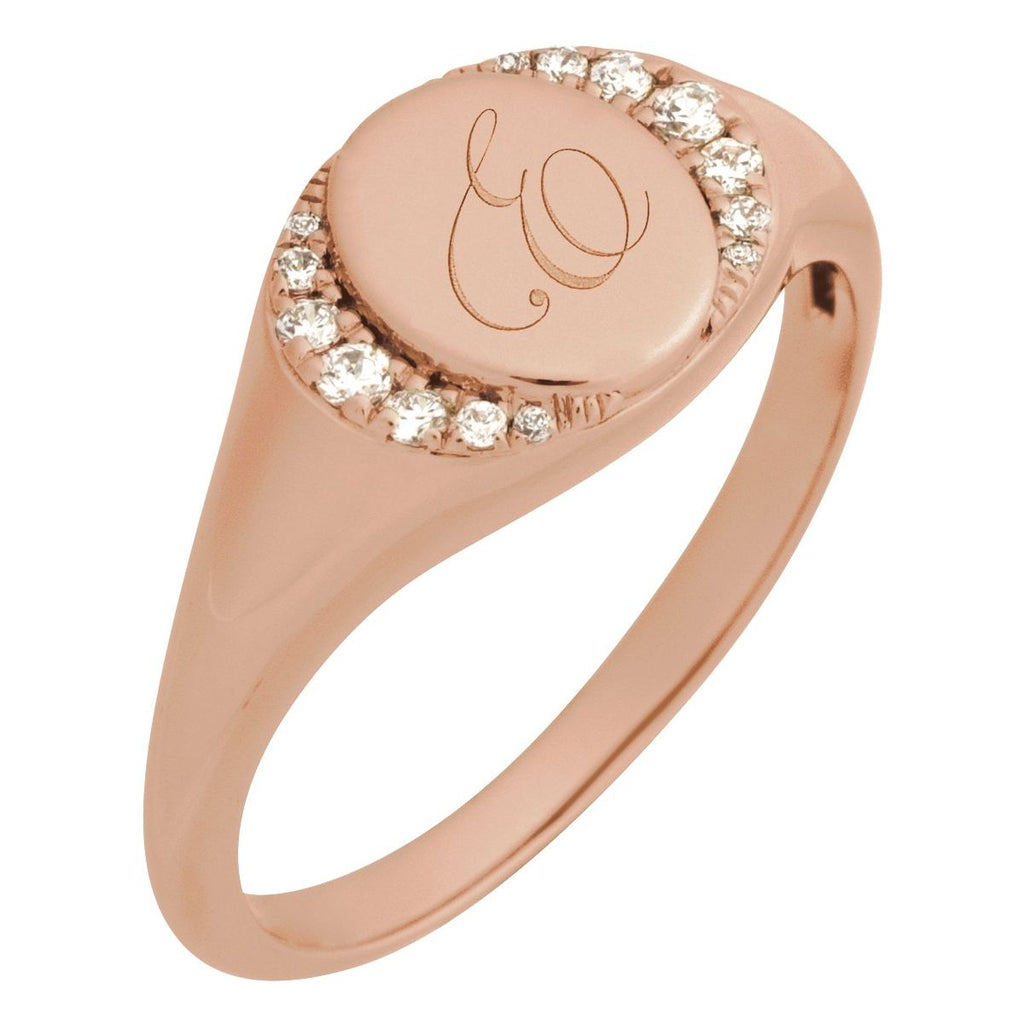 Engravable Accented Signet Ring