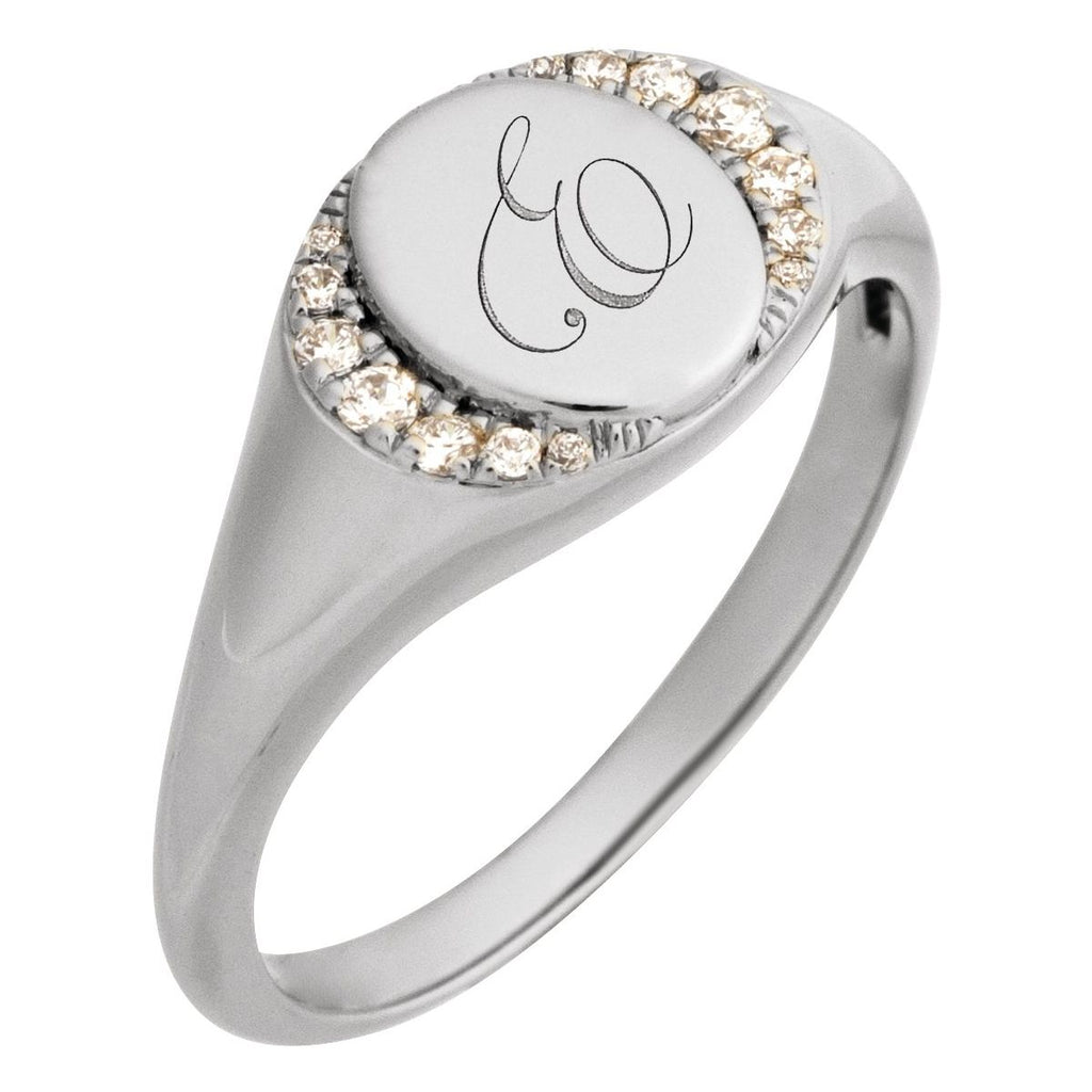 Engravable Accented Signet Ring