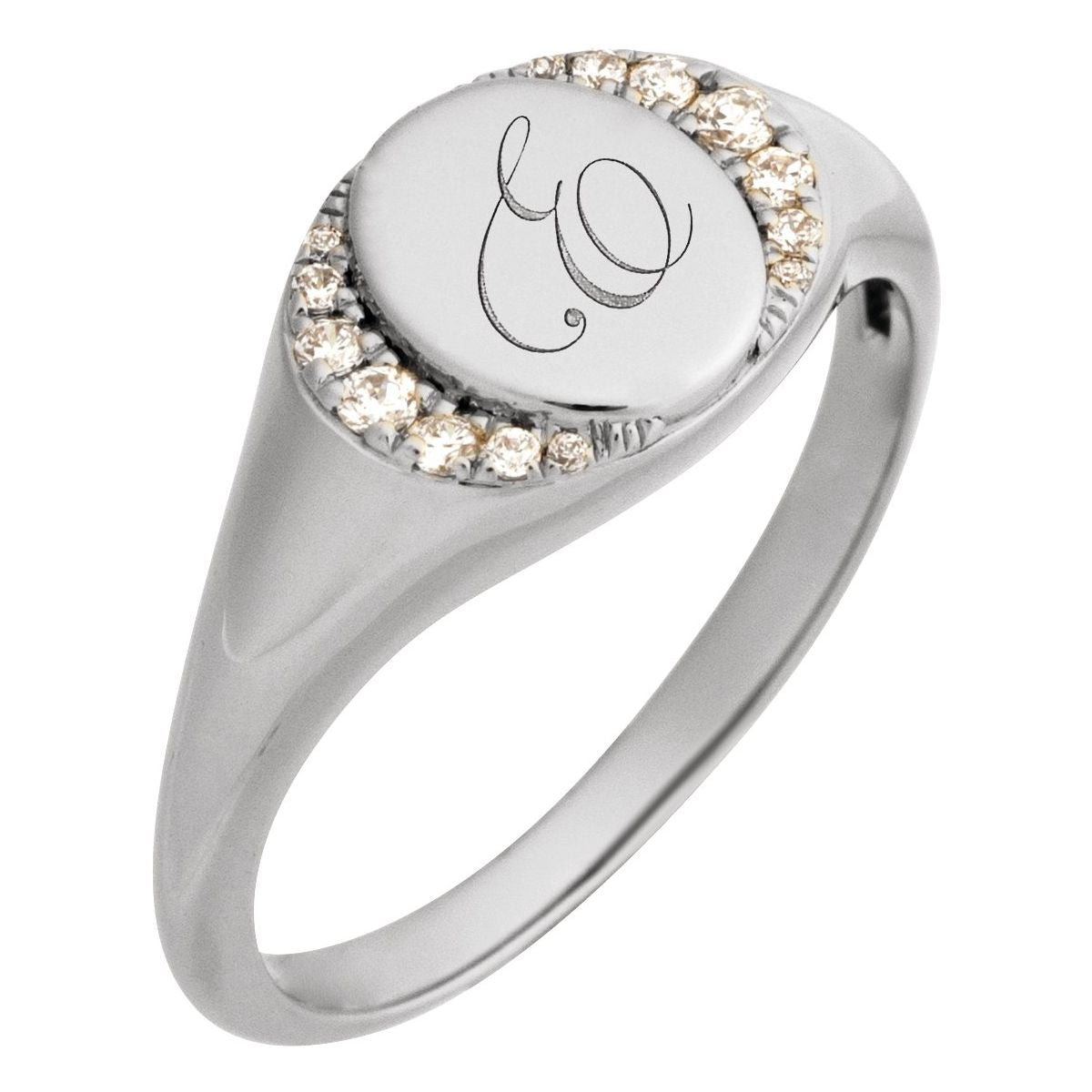 Engravable Accented Signet Ring