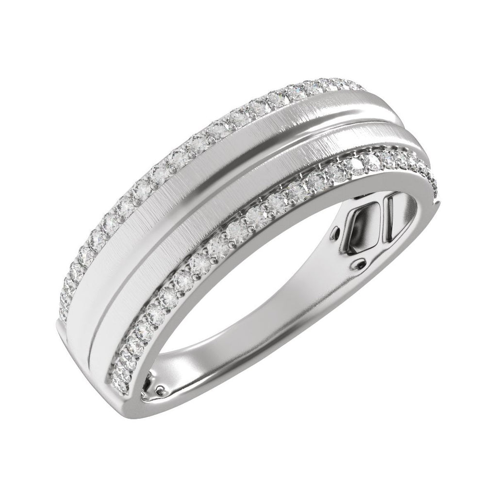 Accented Tapered Comfort-Fit Half Round Band with Satin Finish