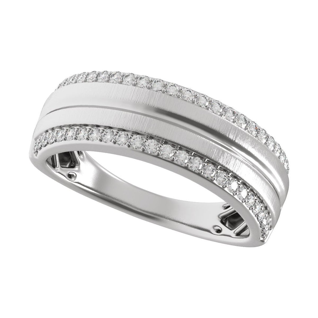 Accented Tapered Comfort-Fit Half Round Band with Satin Finish