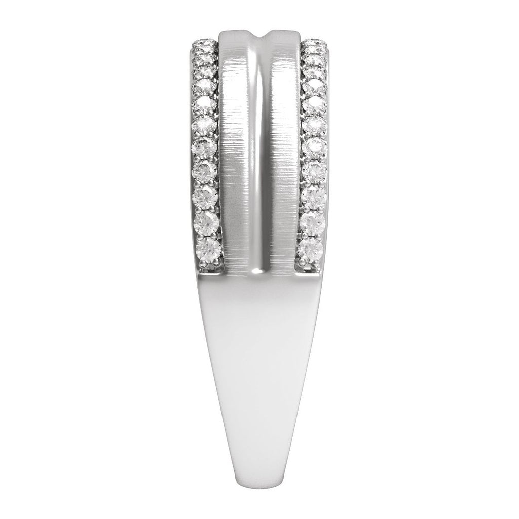 Accented Tapered Comfort-Fit Half Round Band with Satin Finish