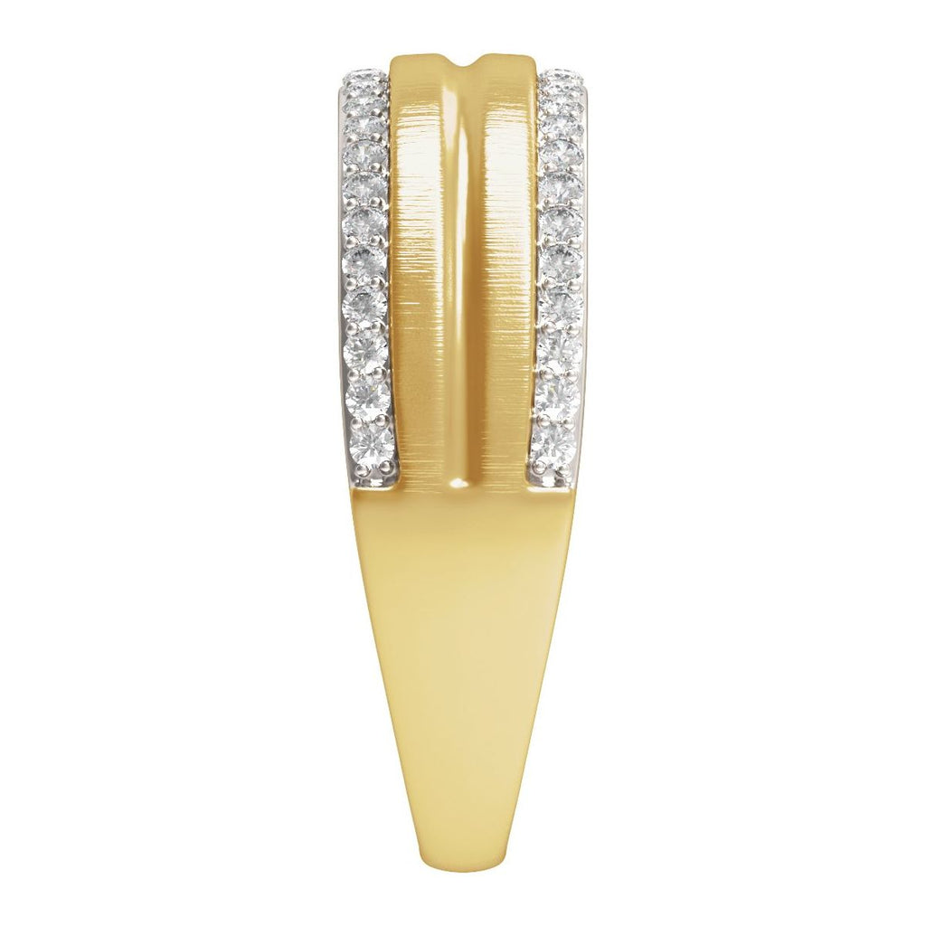 Accented Tapered Comfort-Fit Half Round Band with Satin Finish