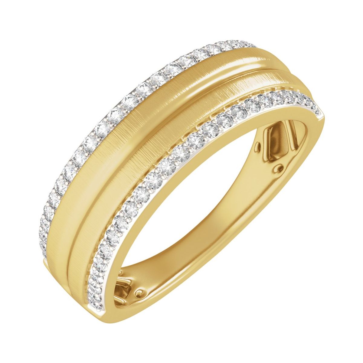 Accented Tapered Comfort-Fit Half Round Band with Satin Finish