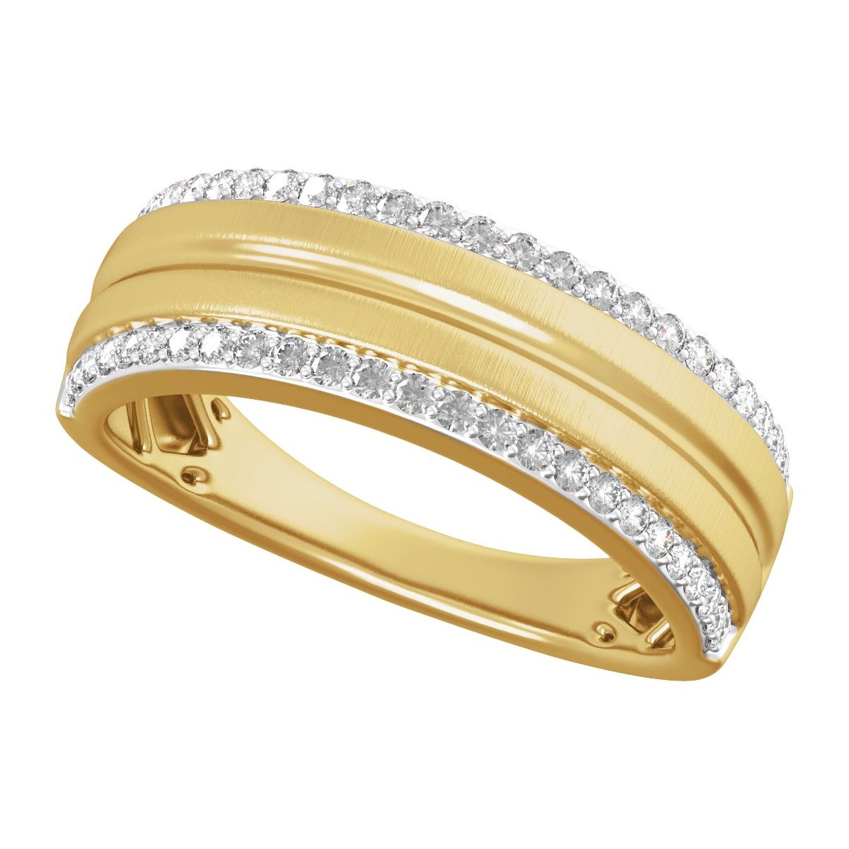 Accented Tapered Comfort-Fit Half Round Band with Satin Finish