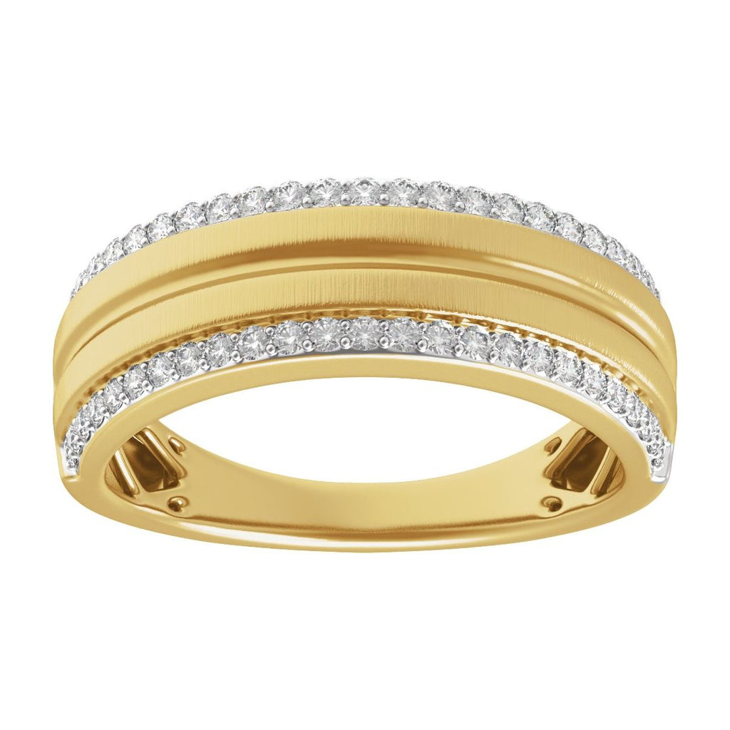 Accented Tapered Comfort-Fit Half Round Band with Satin Finish