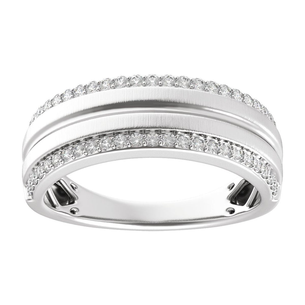 Accented Tapered Comfort-Fit Half Round Band with Satin Finish