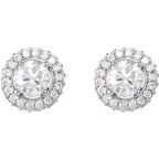 Round 4-Prong Halo-Style Earrings