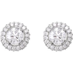 Round 4-Prong Halo-Style Earrings